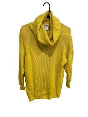 Eminent Cowl Neck Long Sleeve Pullover Sweater Yellow Sz Large Silk Angora Cozy